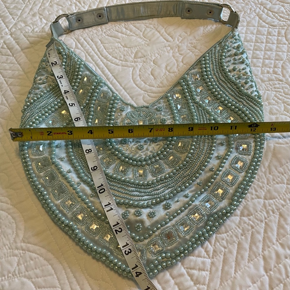 Chic Beaded Shoulder Bag in Light Blue - Picture 2 of 7